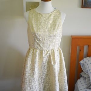 Gold Brocade Fit and Flare Dress